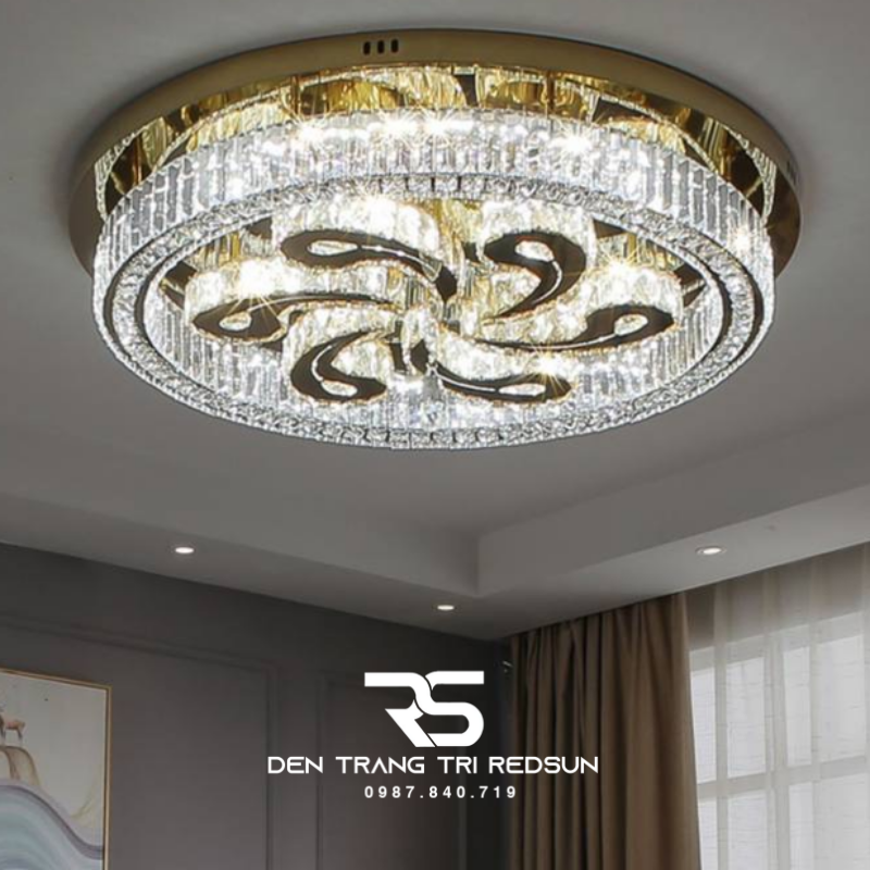 Đèn Mâm Pha Lê Ốp Trần Phòng Khách Hiện Đại M9268