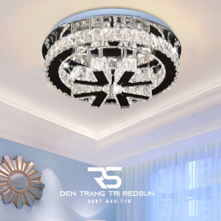 Đèn Mâm Pha Lê Ốp Trần Phòng Khách Hiện Đại M9270