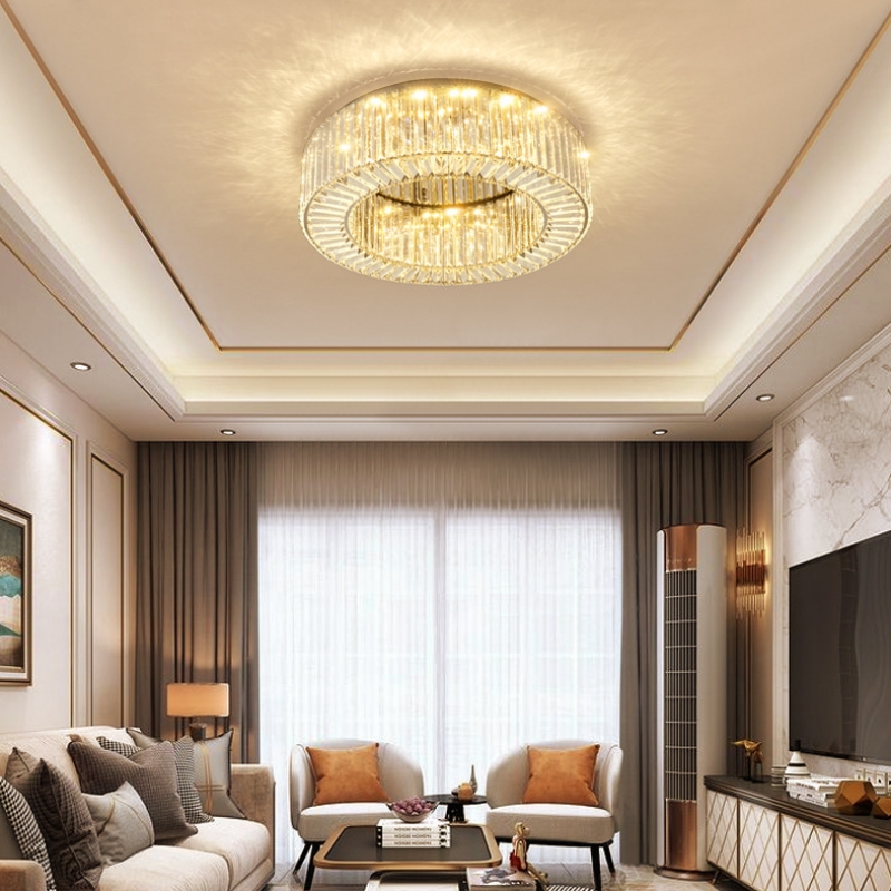 Đèn Mâm Pha Lê Ốp Trần Phòng Khách Hiện Đại MV9179