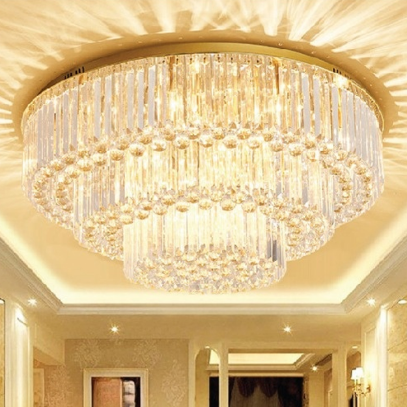 Đèn Mâm Pha Lê Ốp Trần Phòng Khách Hiện Đại MV9182