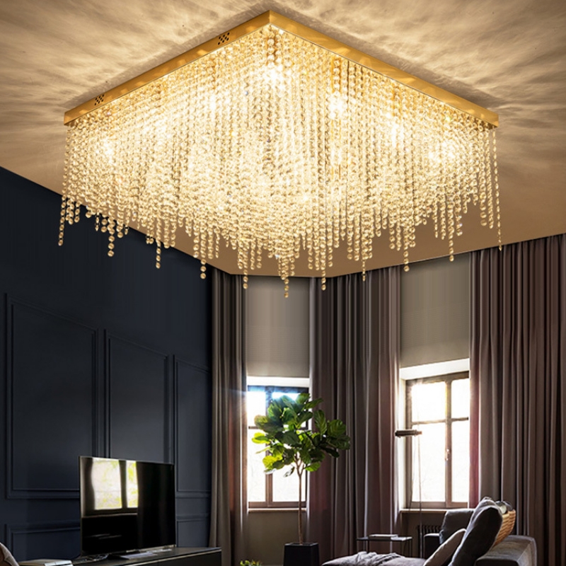 Đèn Mâm Pha Lê Ốp Trần Phòng Khách Hiện Đại MV9185