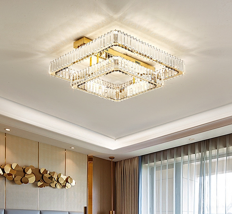 Đèn Mâm Pha Lê Ốp Trần Phòng Khách Hiện Đại MV9198