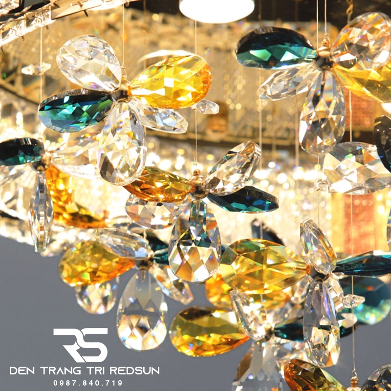 Đèn Mâm Pha Lê Ốp Trần Phòng Khách Hiện Đại MV9203