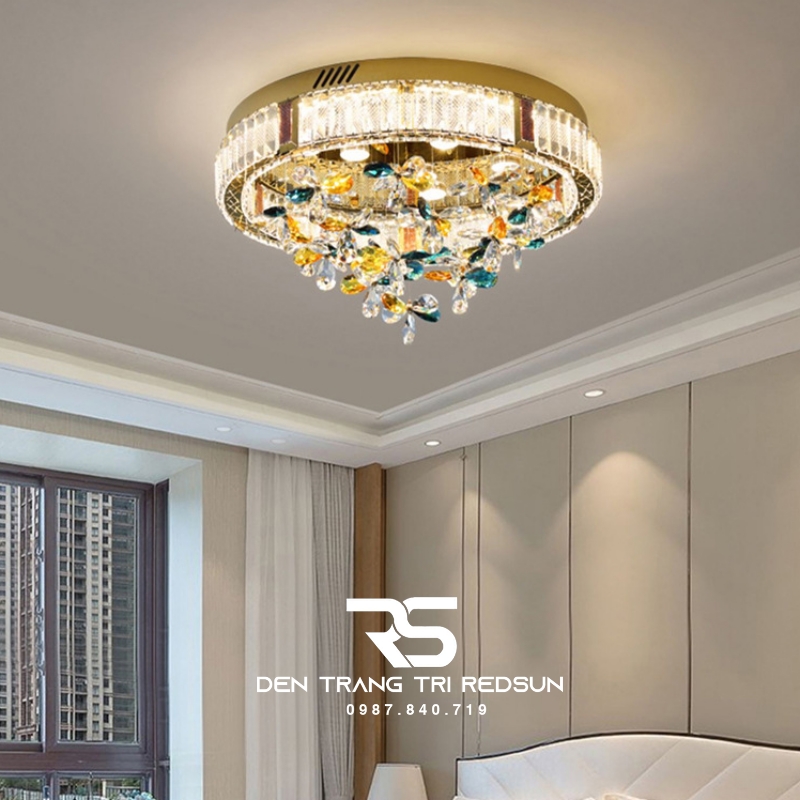 Đèn Mâm Pha Lê Ốp Trần Phòng Khách Hiện Đại MV9203