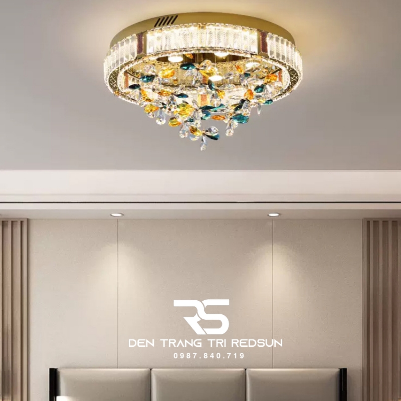 Đèn Mâm Pha Lê Ốp Trần Phòng Khách Hiện Đại MV9203
