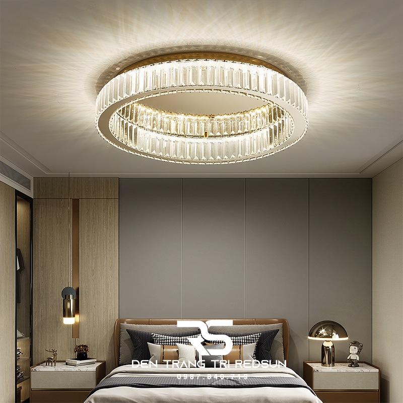 Đèn Mâm Pha Lê Ốp Trần Phòng Khách Hiện Đại MV9204