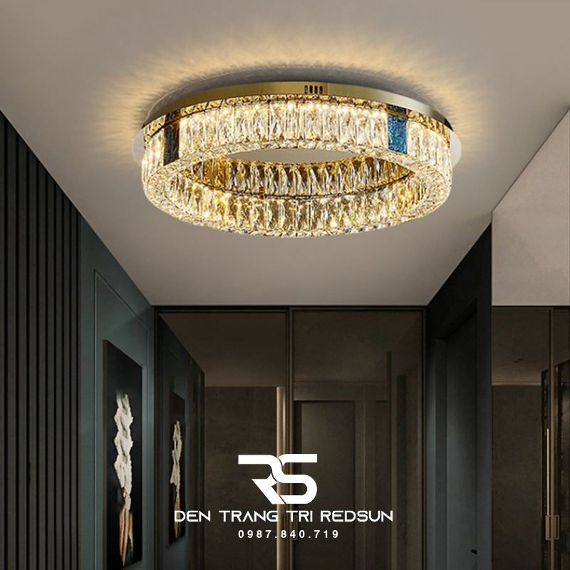 Đèn Mâm Pha Lê Ốp Trần Phòng Khách Hiện Đại MV9206