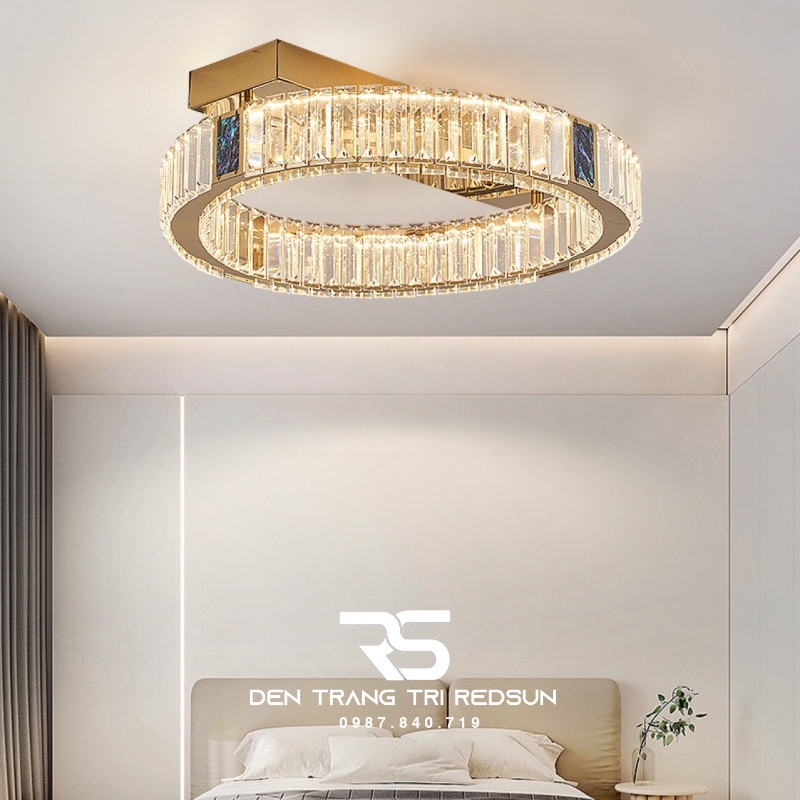 Đèn Mâm Pha Lê Ốp Trần Phòng Khách Hiện Đại MV9208