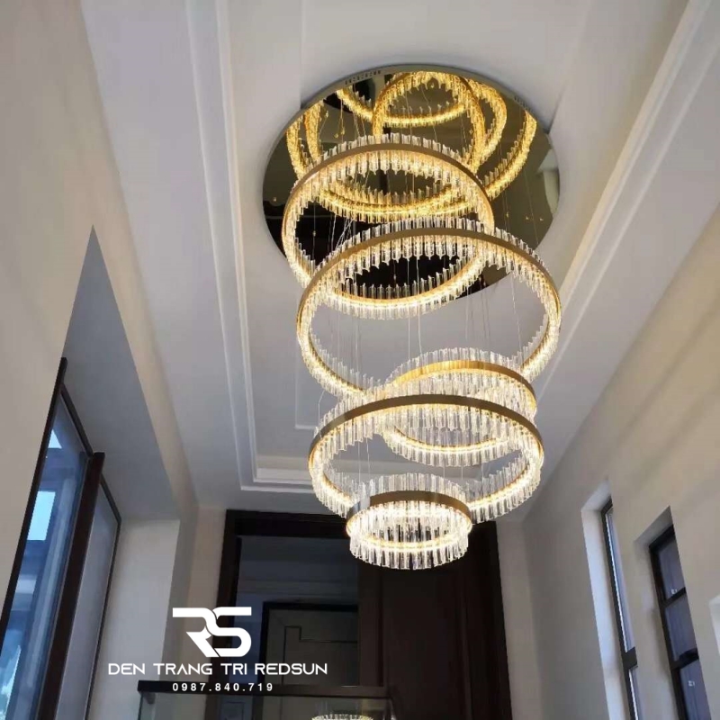 Đèn Thả Vòng Pha Lê Lắp Thông Tầng, Phòng Khách, Phòng Ăn Hiện Đại TPL012