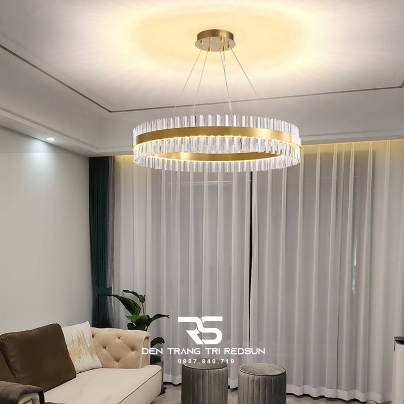 Đèn Thả Vòng Pha Lê Lắp Thông Tầng, Phòng Khách, Phòng Ăn Hiện Đại TPL012