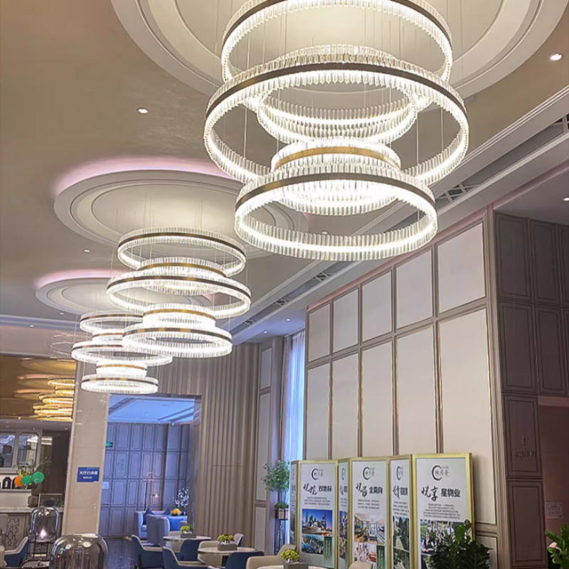 Đèn Thả Vòng Pha Lê Lắp Thông Tầng, Phòng Khách, Phòng Ăn Hiện Đại TPL012