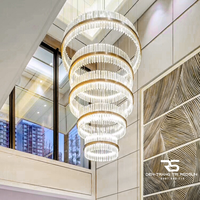 Đèn Thả Vòng Pha Lê Lắp Thông Tầng, Phòng Khách, Phòng Ăn Hiện Đại TPL012