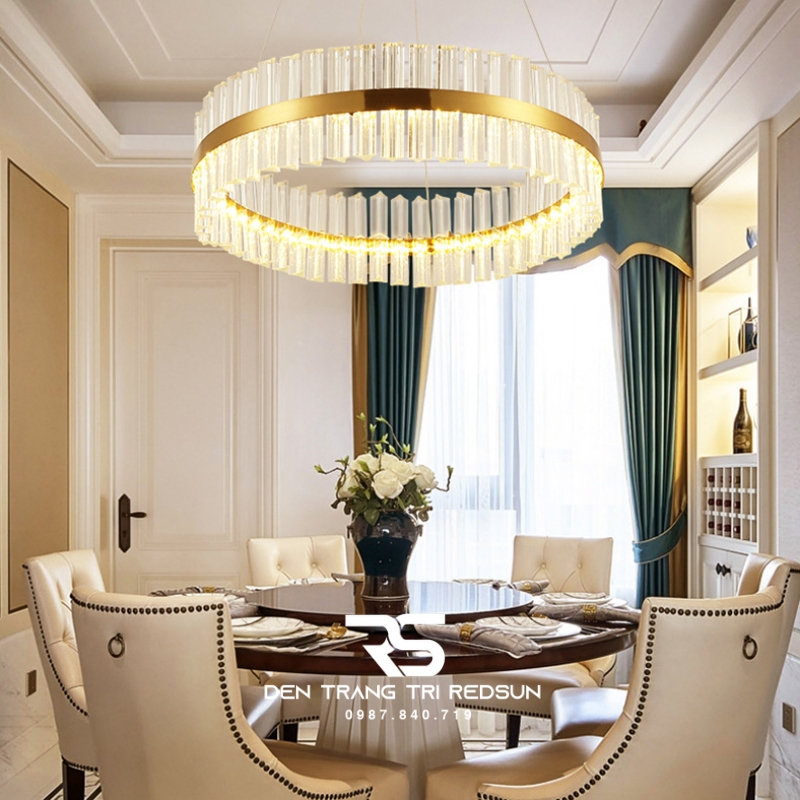 Đèn Thả Vòng Pha Lê Lắp Thông Tầng, Phòng Khách, Phòng Ăn Hiện Đại TPL012