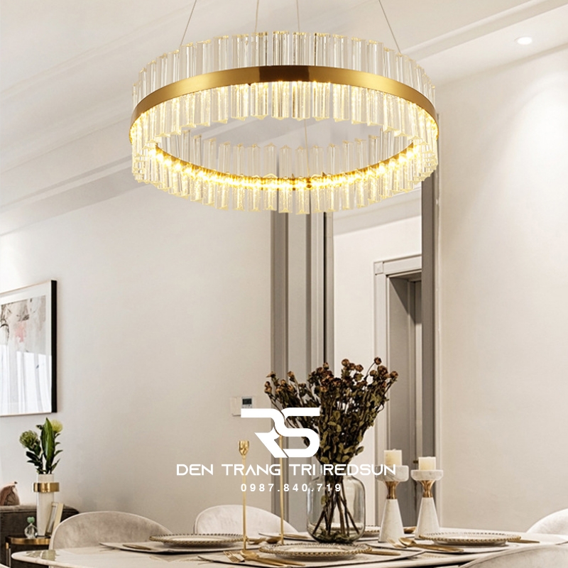 Đèn Thả Vòng Pha Lê Lắp Thông Tầng, Phòng Khách, Phòng Ăn Hiện Đại TPL012