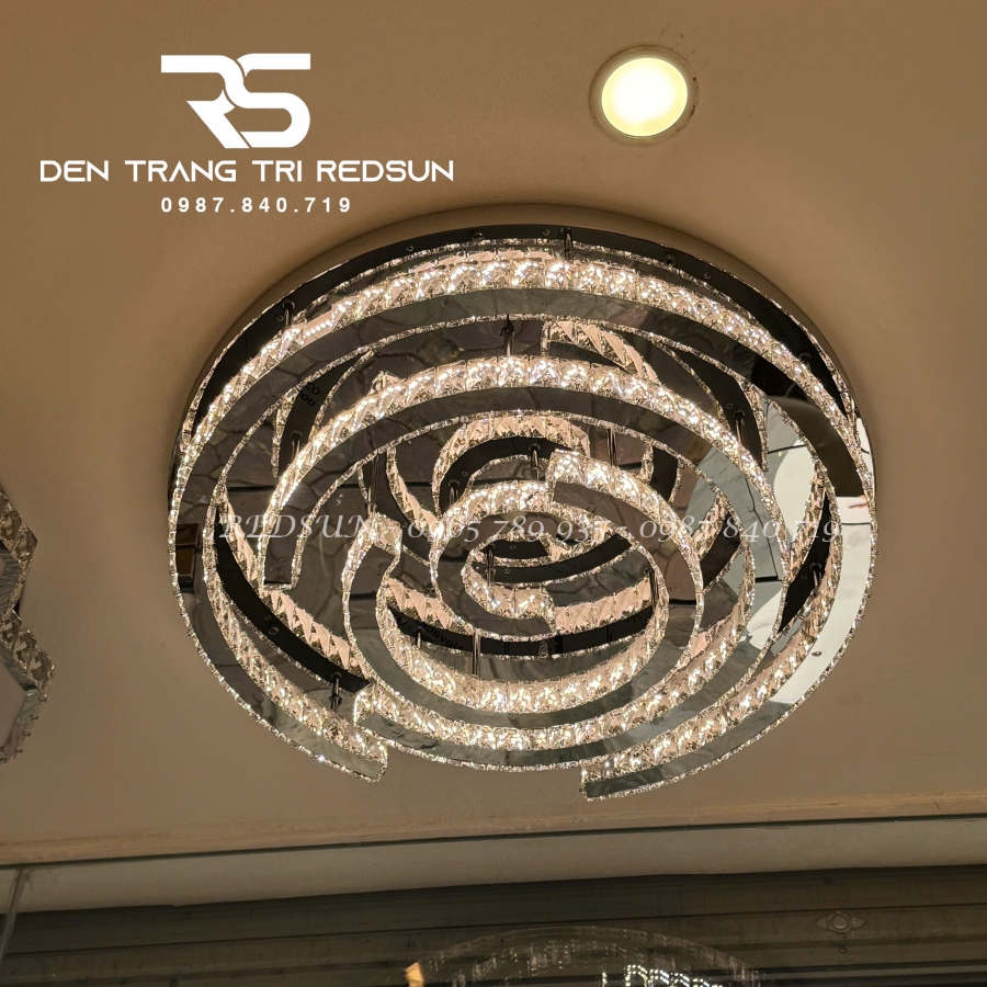 Đèn Mâm Pha Lê Ốp Trần Phòng Khách Hiện Đại M9185