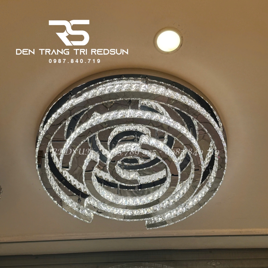 Đèn Mâm Pha Lê Ốp Trần Phòng Khách Hiện Đại M9185