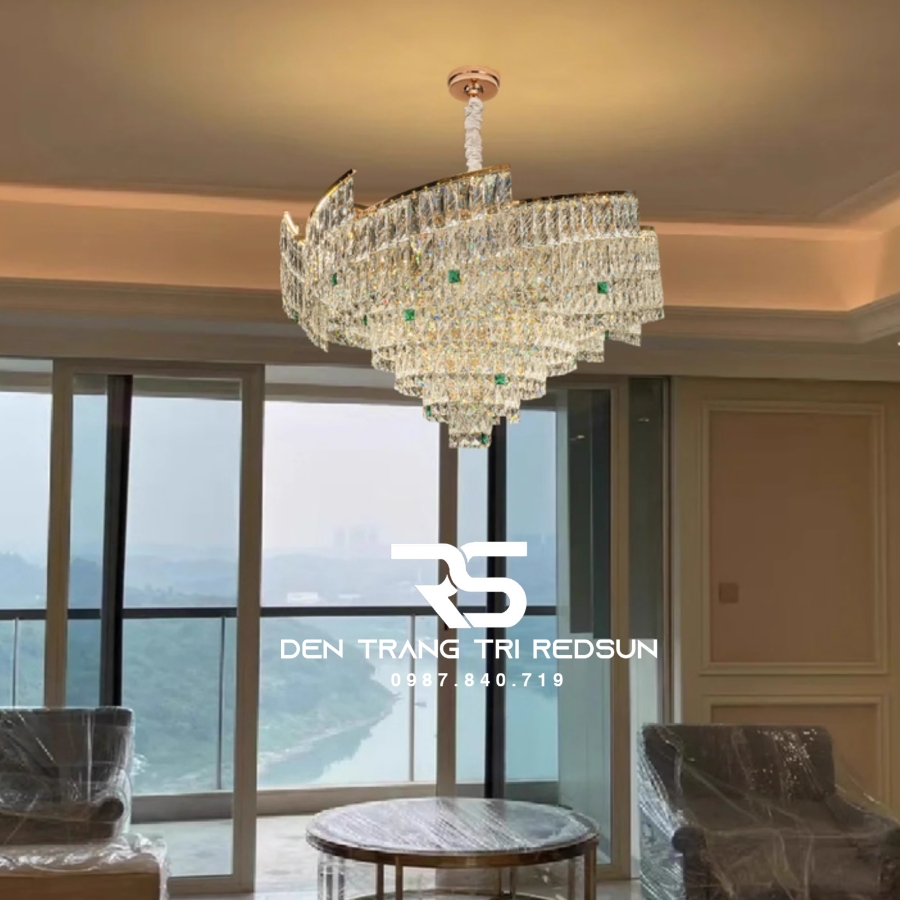 Đèn Chùm Trang Trí Phòng Khách, Sảnh Chờ, Phòng Ăn, Phòng Ngủ Chất Liệu Pha Lê  DCP-012