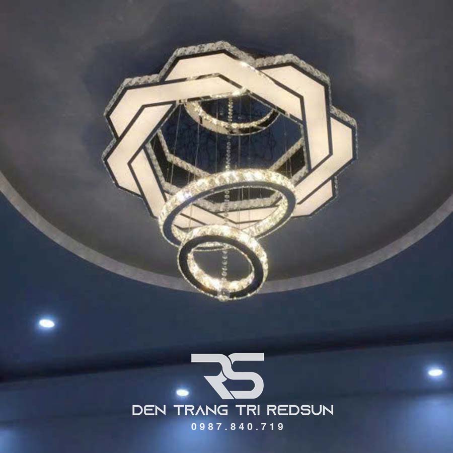 Đèn Mâm Mica Pha Lê Ốp Trần Phòng Khách Hiện Đại MKPL-01