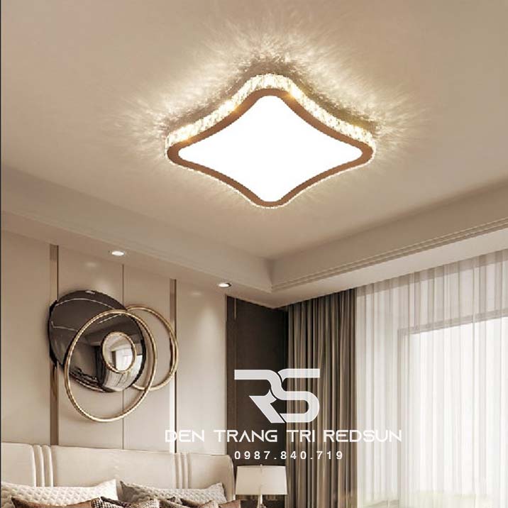 Đèn Mâm Mica Pha Lê Ốp Trần Phòng Khách Hiện Đại MKPL-011