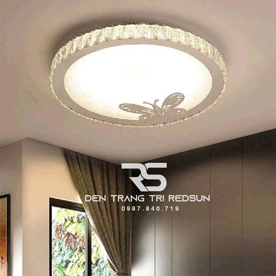 Đèn Mâm Mica Pha Lê Ốp Trần Phòng Khách Hiện Đại MKPL-019