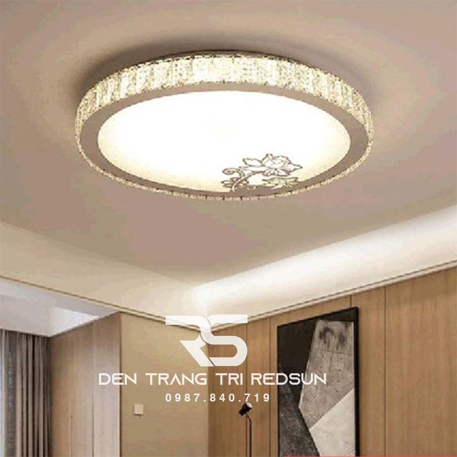 Đèn Mâm Mica Pha Lê Ốp Trần Phòng Khách Hiện Đại MKPL-020
