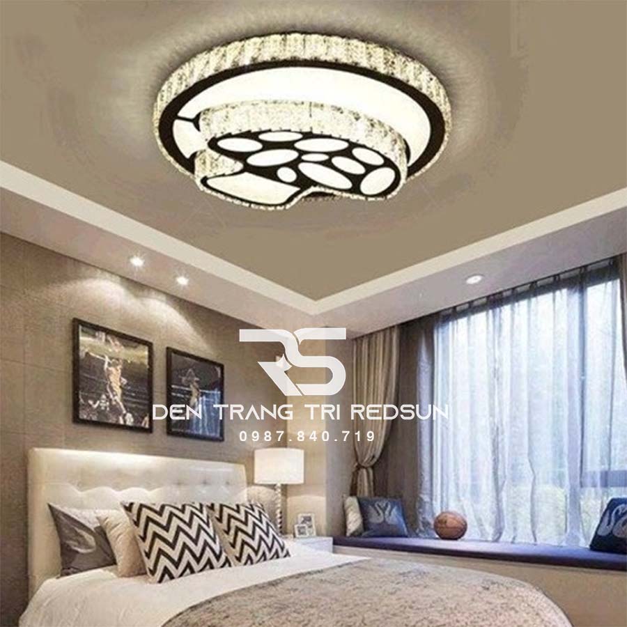 Đèn Mâm Mica Pha Lê Ốp Trần Phòng Khách Hiện Đại MKPL-025