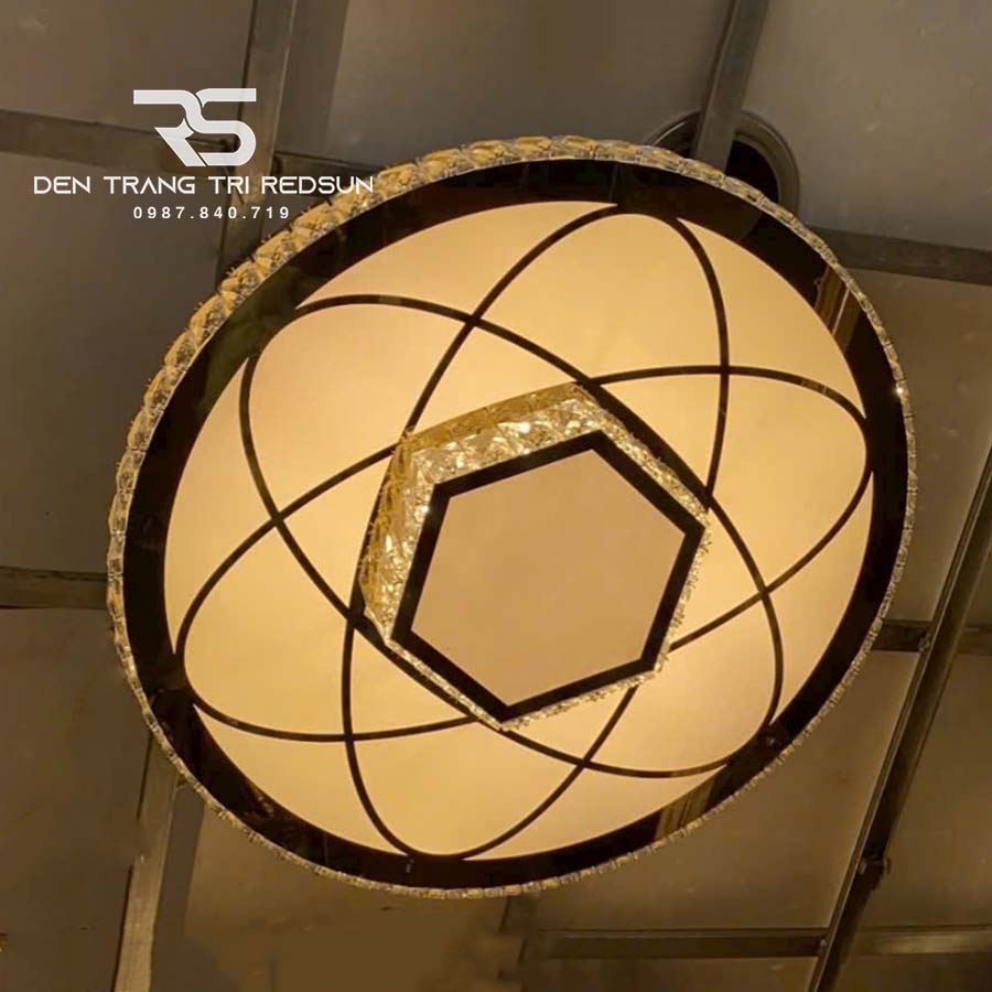 Đèn Mâm Mica Pha Lê Ốp Trần Phòng Khách Hiện Đại MKPL-026