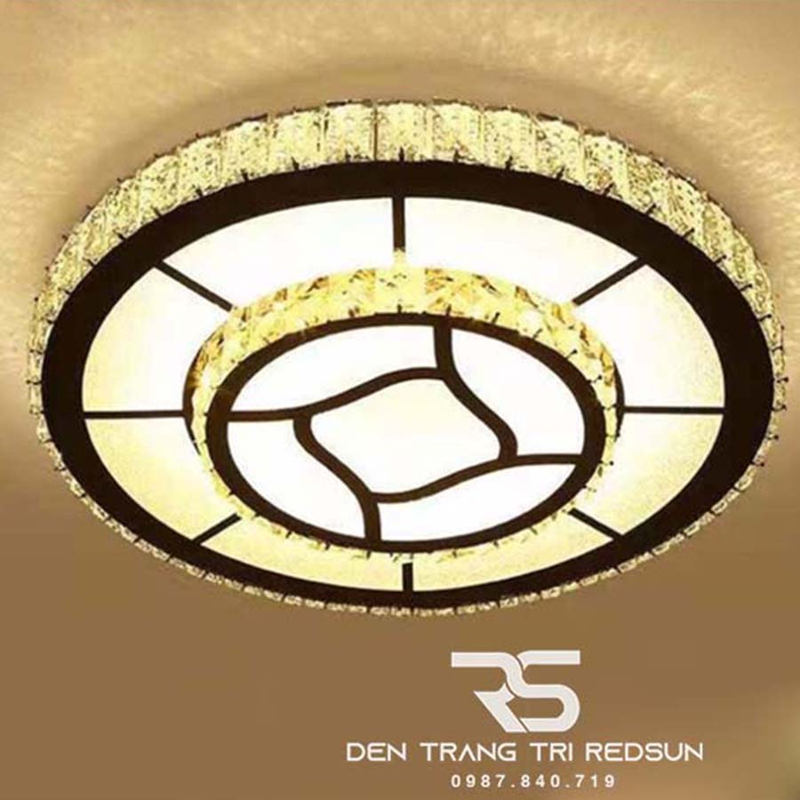 Đèn Mâm Mica Pha Lê Ốp Trần Phòng Khách Hiện Đại MKPL-051