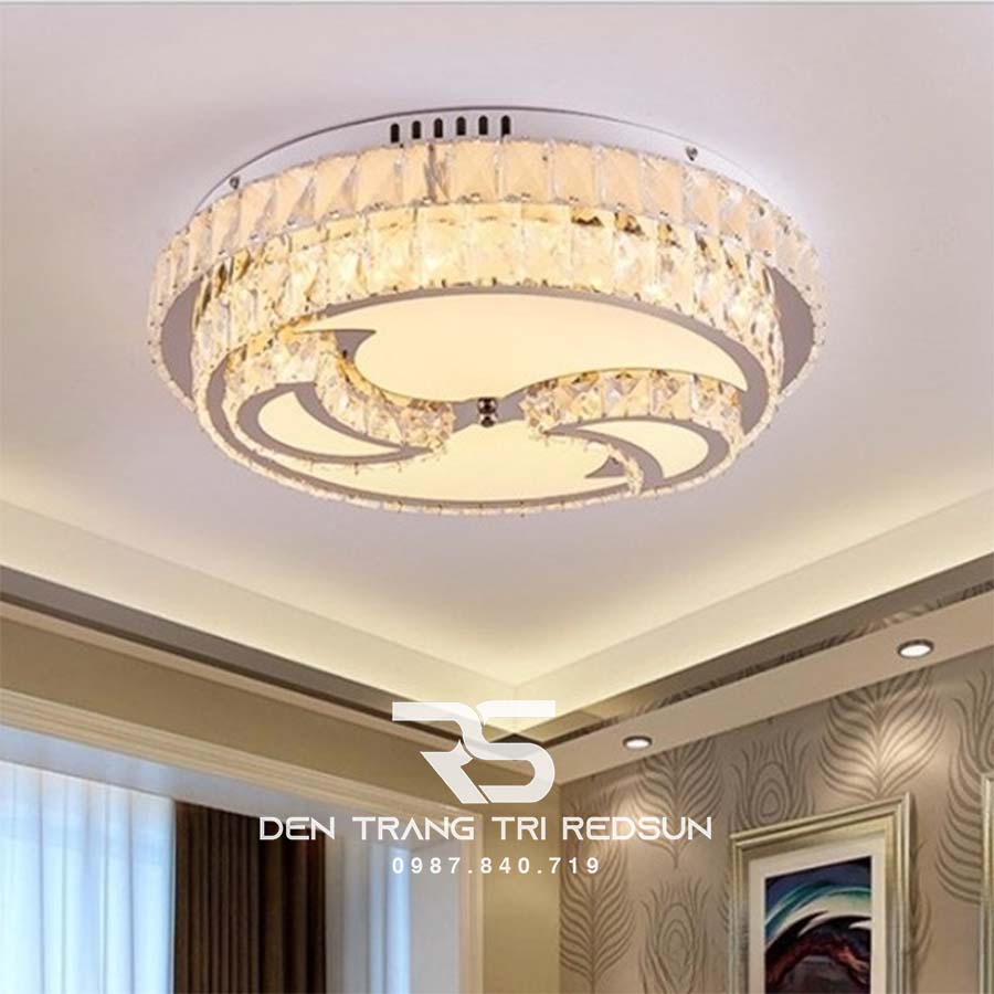 Đèn Mâm Mica Pha Lê Ốp Trần Phòng Khách Hiện Đại MKPL-058