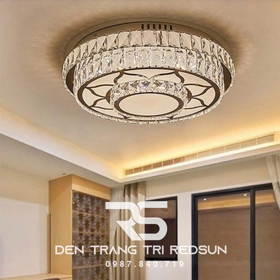 Đèn Mâm Mica Pha Lê Ốp Trần Phòng Khách Hiện Đại MKPL-059