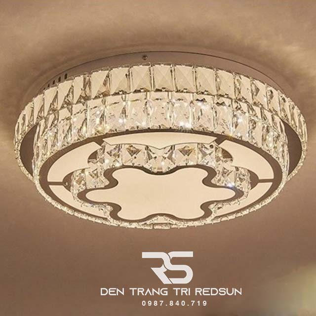 Đèn Mâm Mica Pha Lê Ốp Trần Phòng Khách Hiện Đại MKPL-060