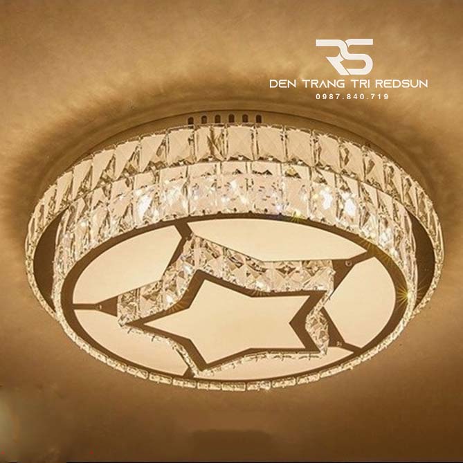 Đèn Mâm Mica Pha Lê Ốp Trần Phòng Khách Hiện Đại MKPL-061