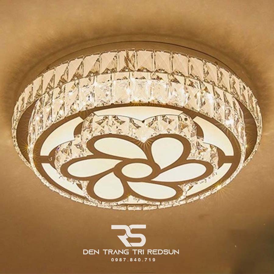 Đèn Mâm Mica Pha Lê Ốp Trần Phòng Khách Hiện Đại MKPL-062