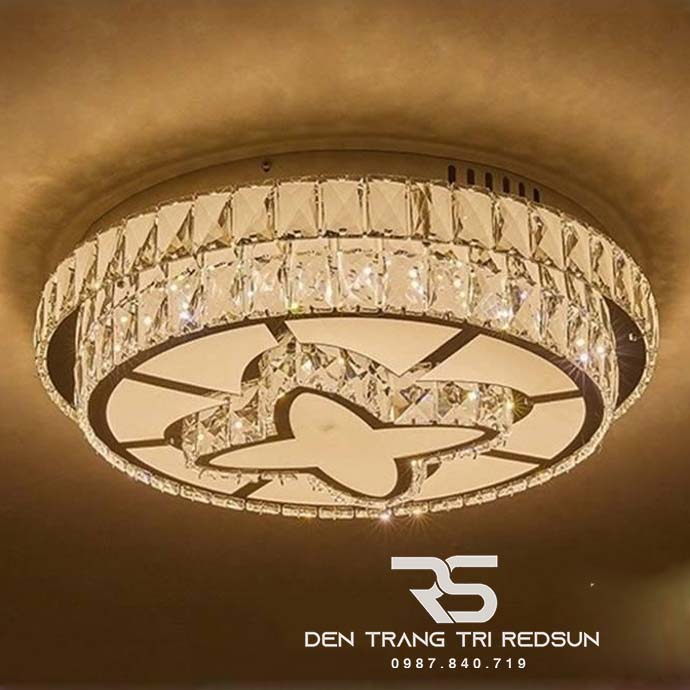 Đèn Mâm Mica Pha Lê Ốp Trần Phòng Khách Hiện Đại MKPL-063