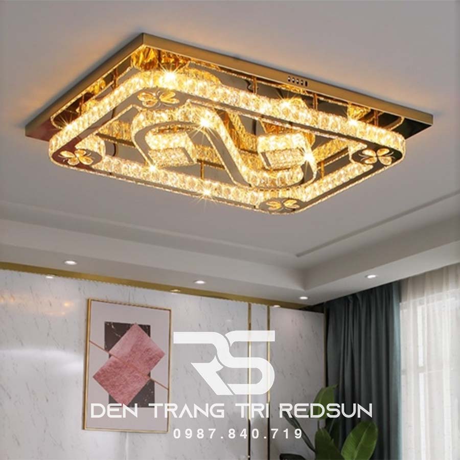 Đèn Mâm Mica Pha Lê Ốp Trần Phòng Khách Hiện Đại MKPL-073