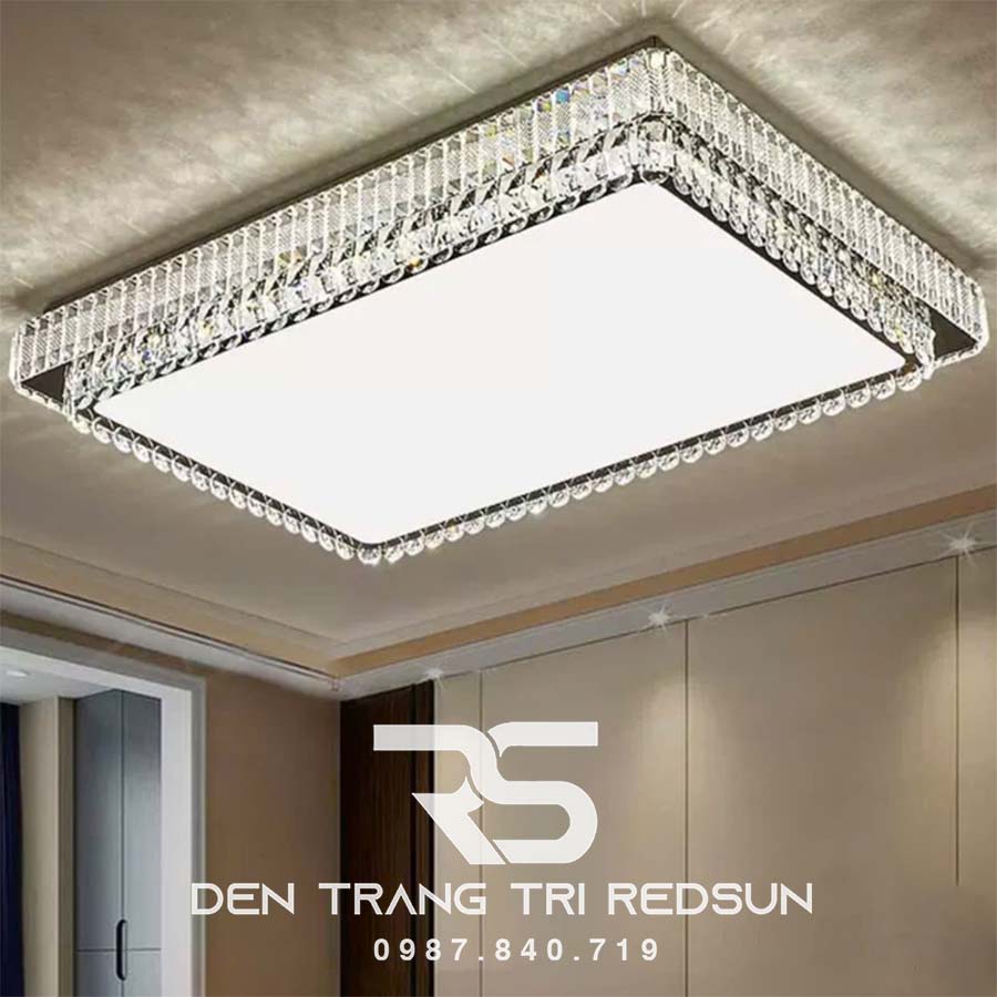 Đèn Mâm Mica Pha Lê Ốp Trần Phòng Khách Hiện Đại MKPL-074