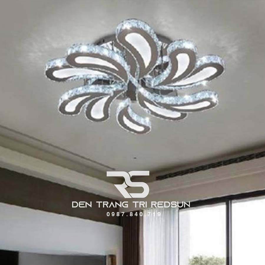 Đèn Mâm Mica Pha Lê Ốp Trần Phòng Khách Hiện Đại MKPL-09