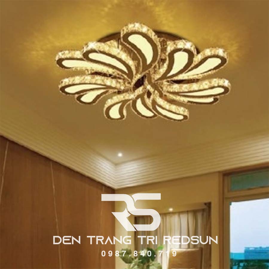 Đèn Mâm Mica Pha Lê Ốp Trần Phòng Khách Hiện Đại MKPL-09