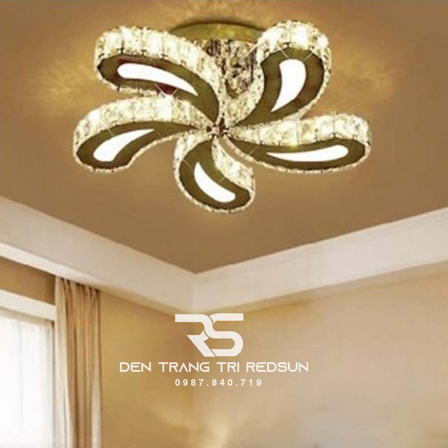 Đèn Mâm Mica Pha Lê Ốp Trần Phòng Khách Hiện Đại MKPL-09
