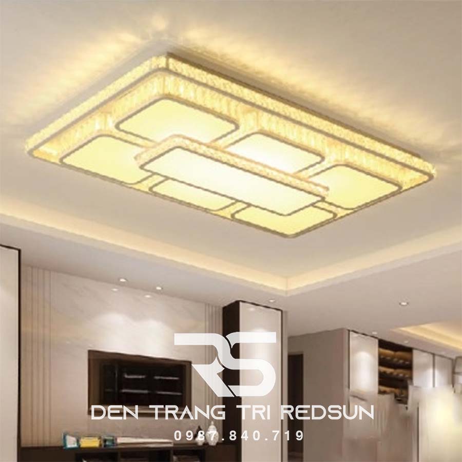 Đèn Mâm Mica Pha Lê Ốp Trần Phòng Khách Hiện Đại MKPL-090