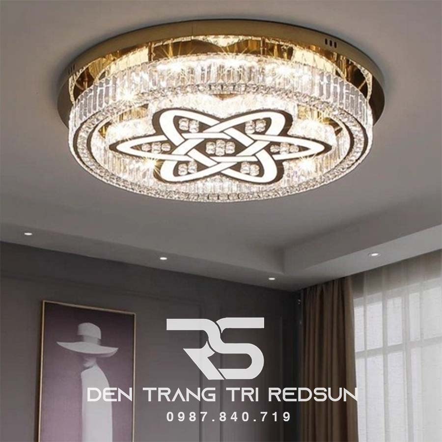 Đèn Mâm Pha Lê Ốp Trần Phòng Khách Hiện Đại MKPL-095