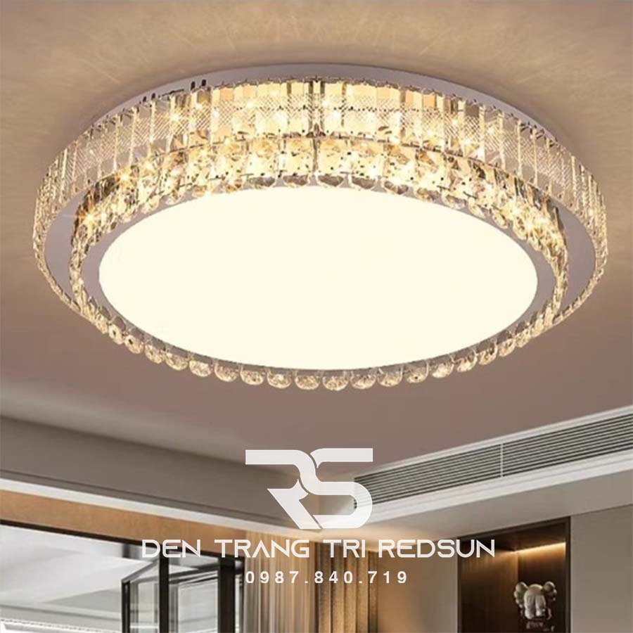 Đèn Mâm Mica Pha Lê Ốp Trần Phòng Khách Hiện Đại MKPL-096