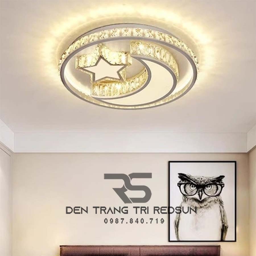Đèn Mâm Mica Pha Lê Ốp Trần Phòng Khách Hiện Đại MKPL-099