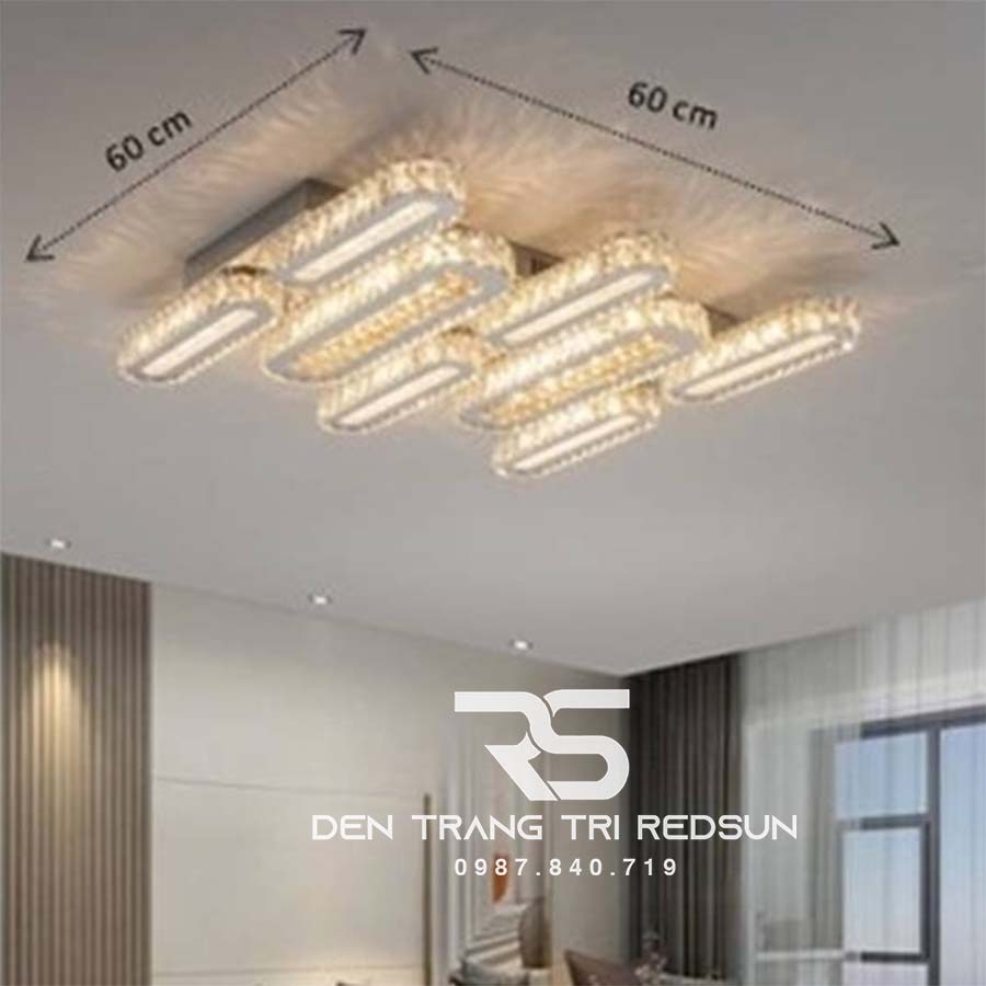 Đèn Mâm Mica Pha Lê Ốp Trần Phòng Khách Hiện Đại MKPL-102