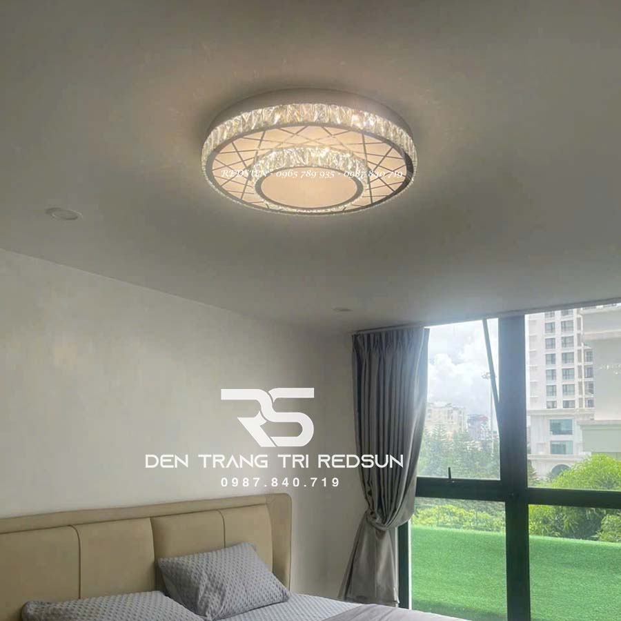 Đèn Mâm Mica Pha Lê Ốp Trần Phòng Khách Hiện Đại MKPL-108