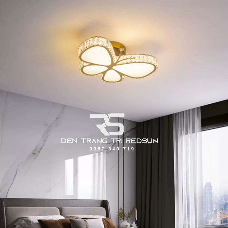 Đèn Mâm Mica Pha Lê Ốp Trần Phòng Khách Hiện Đại MKPL-112