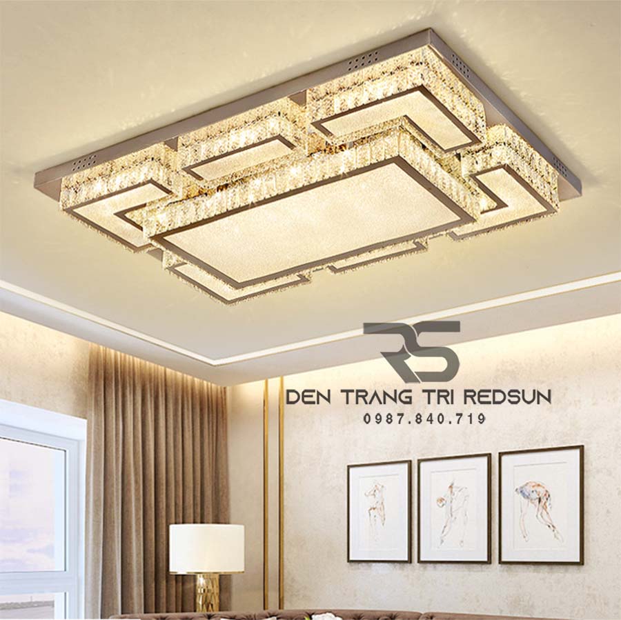 Đèn Mâm Mica Pha Lê Ốp Trần Phòng Khách Hiện Đại MKPL-113