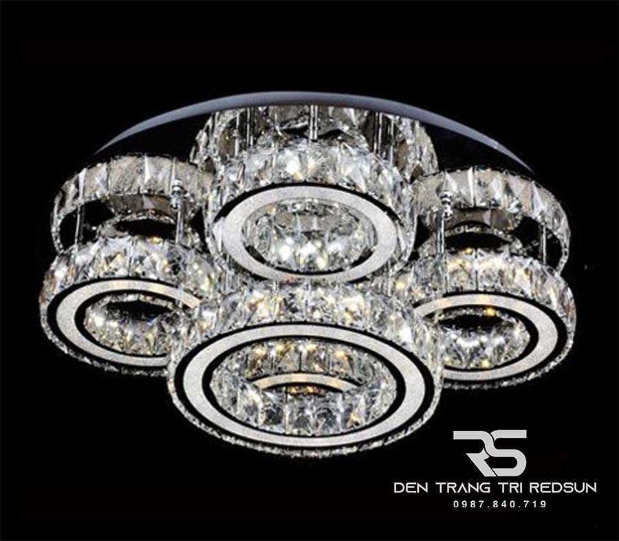 Đèn Mâm Mica Pha Lê Ốp Trần Phòng Khách Hiện Đại MKPL-114