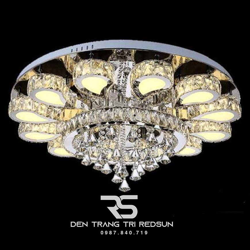 Đèn Mâm Mica Pha Lê Ốp Trần Phòng Khách Hiện Đại MKPL-123