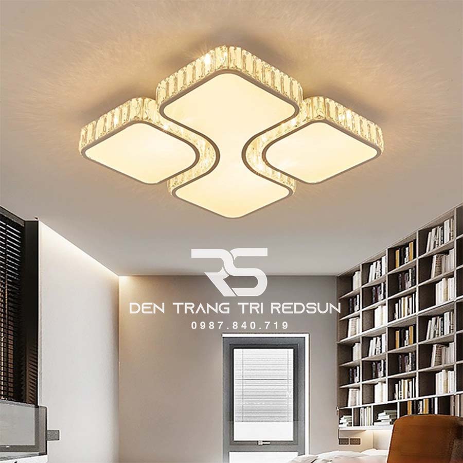 Đèn Mâm Mica Pha Lê Ốp Trần Phòng Khách Hiện Đại MKPL-125